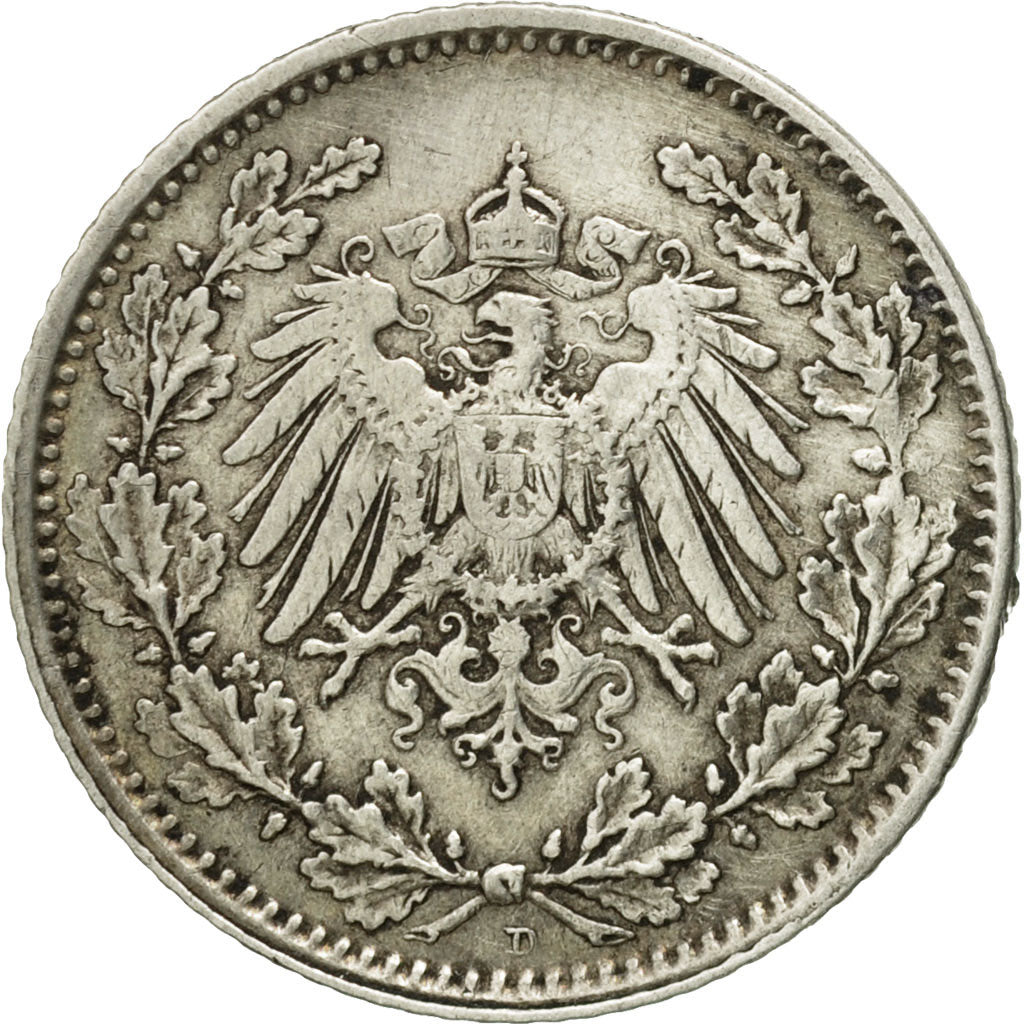 Moneta, GERMANIA - IMPERO, 1/2 Mark, 1905, Munich, BB, Argento, KM:17