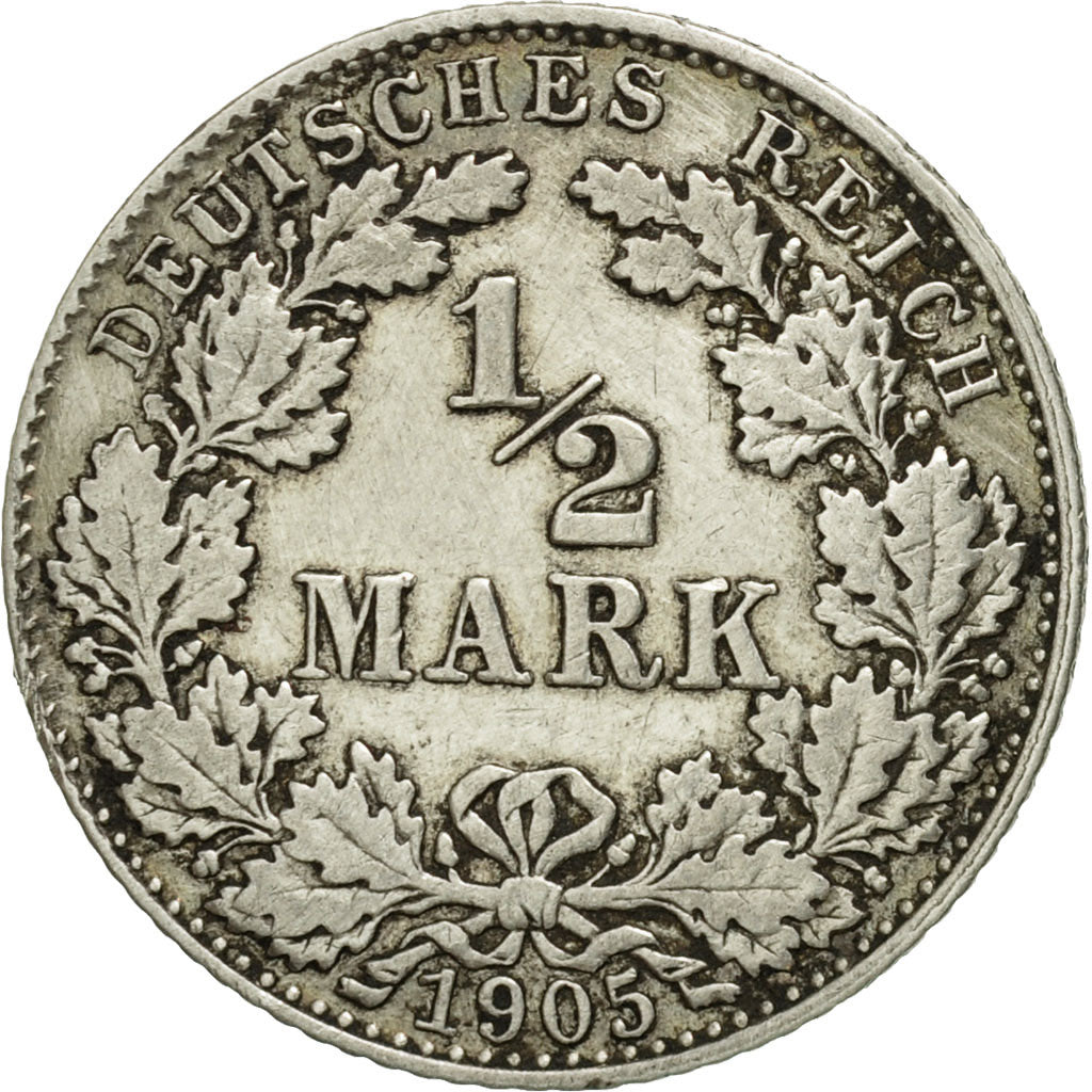 Moneta, GERMANIA - IMPERO, 1/2 Mark, 1905, Munich, BB, Argento, KM:17