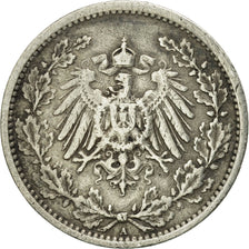 Coin, GERMANY - EMPIRE, 1/2 Mark, 1909, Berlin, VF(30-35), Silver, KM:17
