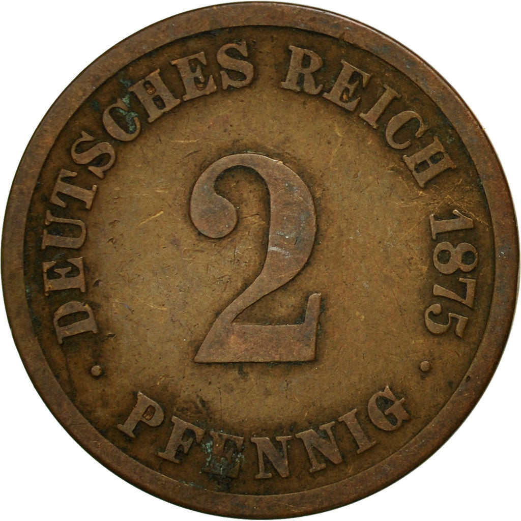 Coin, GERMANY - EMPIRE, Wilhelm I, 2 Pfennig, 1875, Berlin, VF(20-25), Copper