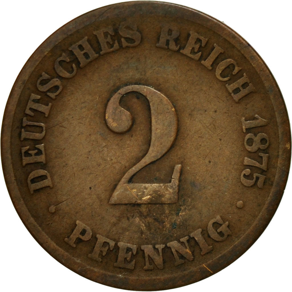 Münze, GERMANY - EMPIRE, Wilhelm I, 2 Pfennig, 1875, Frankfurt, S, Kupfer, KM:2