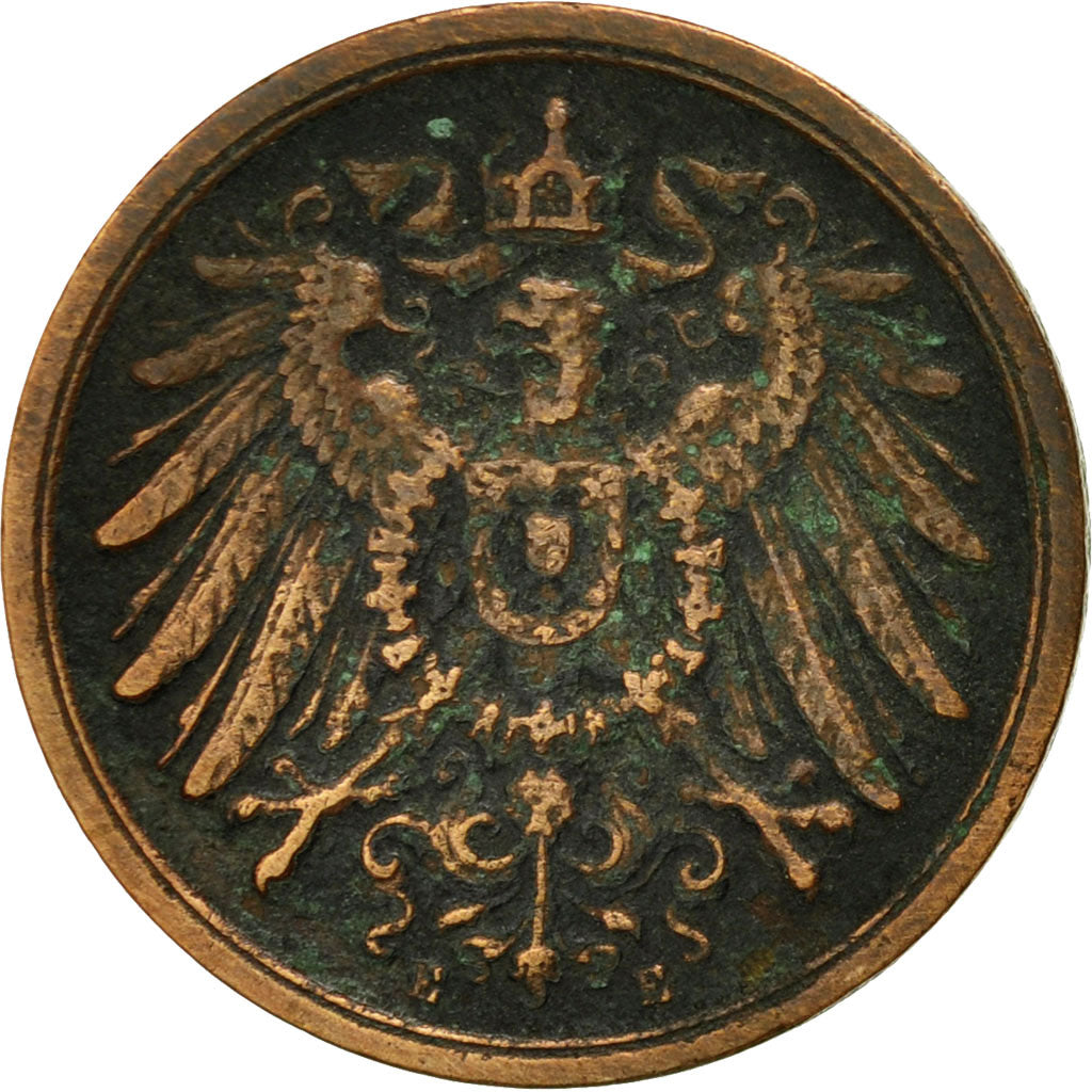 Moneda, ALEMANIA - IMPERIO, Wilhelm II, 2 Pfennig, 1911, Muldenhütten, BC+