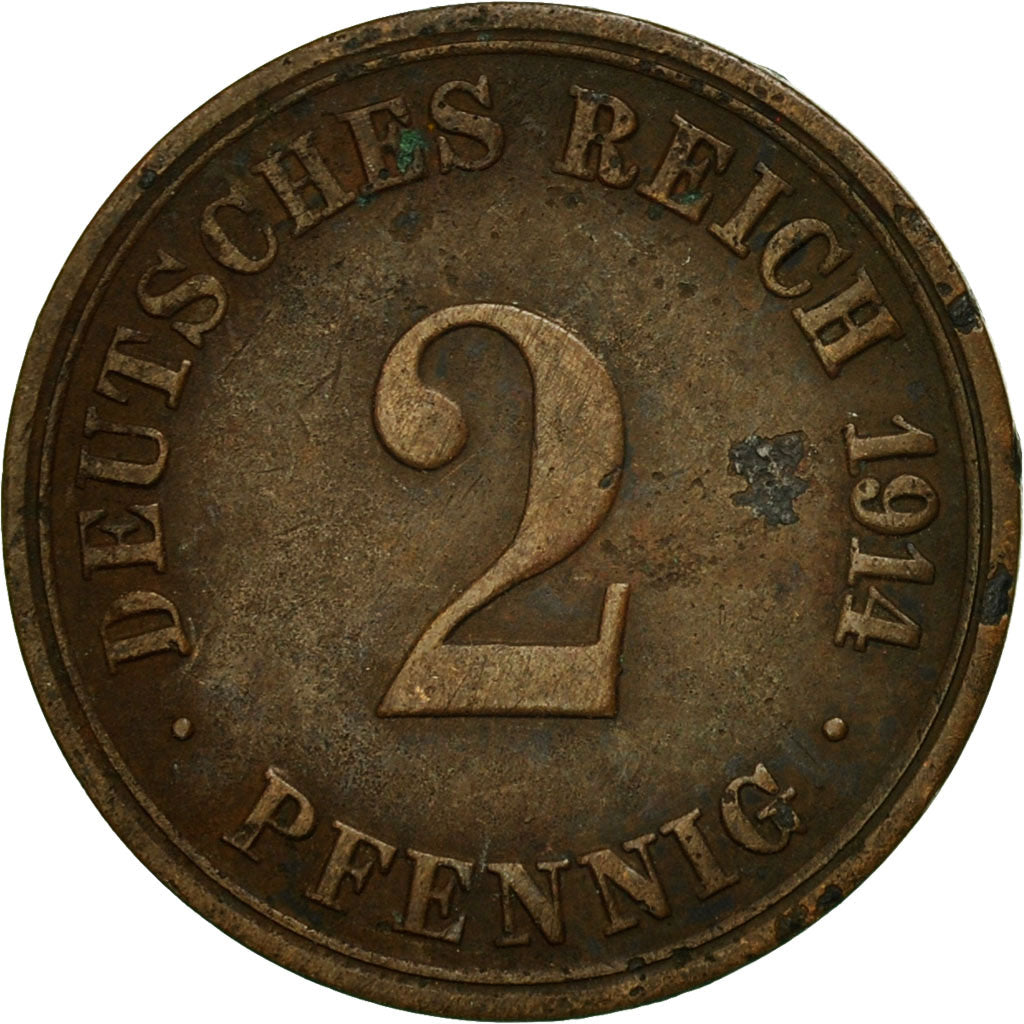 Münze, GERMANY - EMPIRE, Wilhelm II, 2 Pfennig, 1914, Berlin, S, Kupfer, KM:16