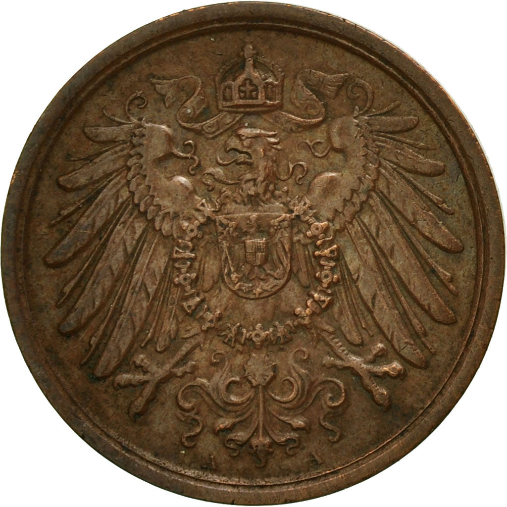 Moneta, GERMANIA - IMPERO, Wilhelm II, 2 Pfennig, 1915, Berlin, MB+, Rame, KM:16