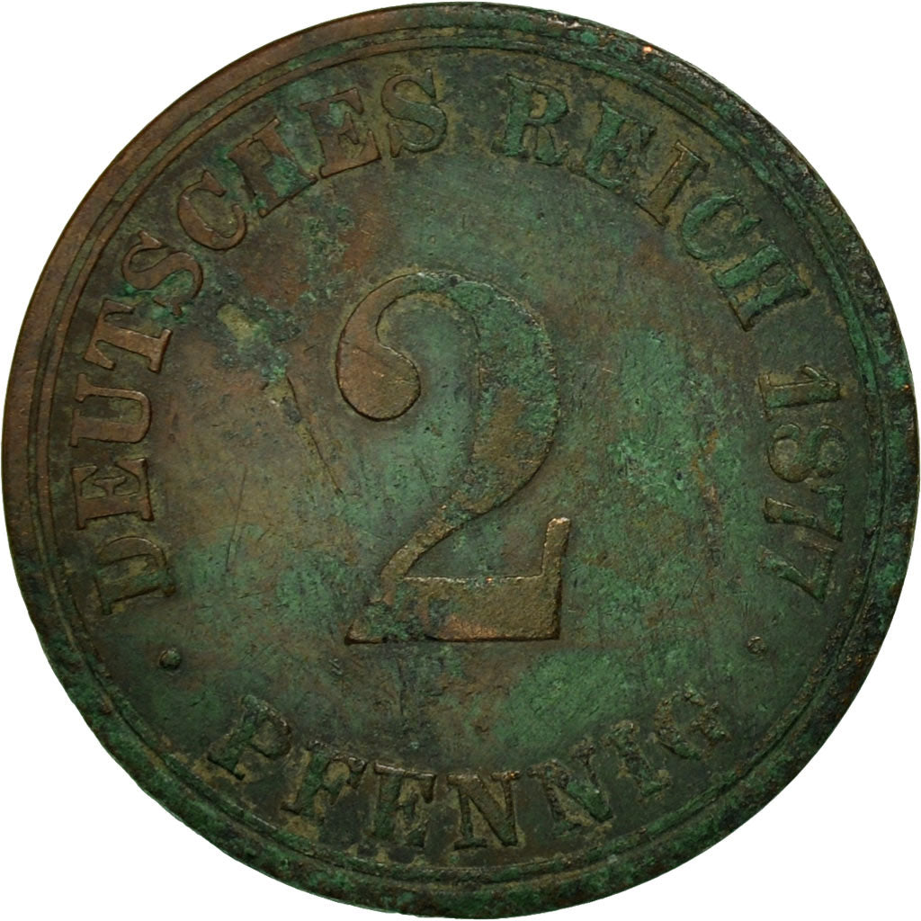 Moneta, GERMANIA - IMPERO, Wilhelm I, 2 Pfennig, 1877, Berlin, B+, Rame, KM:2