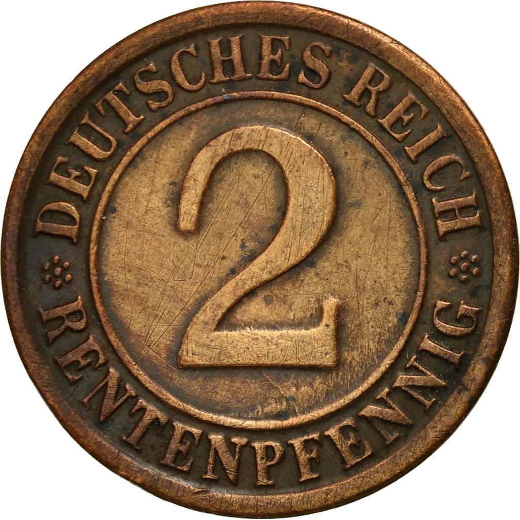 Coin, GERMANY, WEIMAR REPUBLIC, 2 Rentenpfennig, 1924, Karlsruhe, VF(30-35)