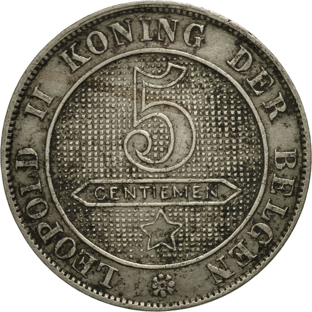 Moneta, Belgio, Leopold II, 5 Centimes, 1895, MB+, Rame-nichel, KM:41