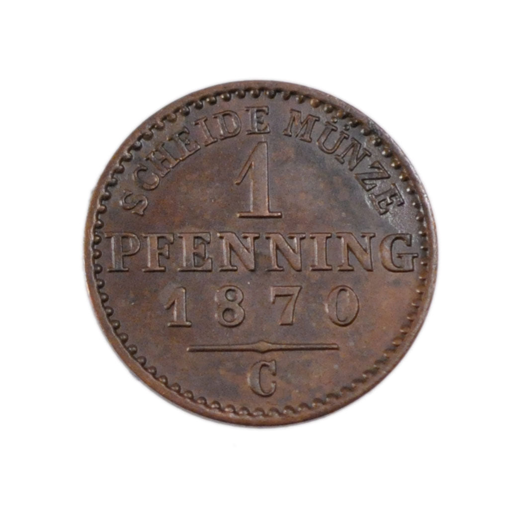 Coin, German States, PRUSSIA, Wilhelm I, Pfennig, 1870, AU(50-53), Copper