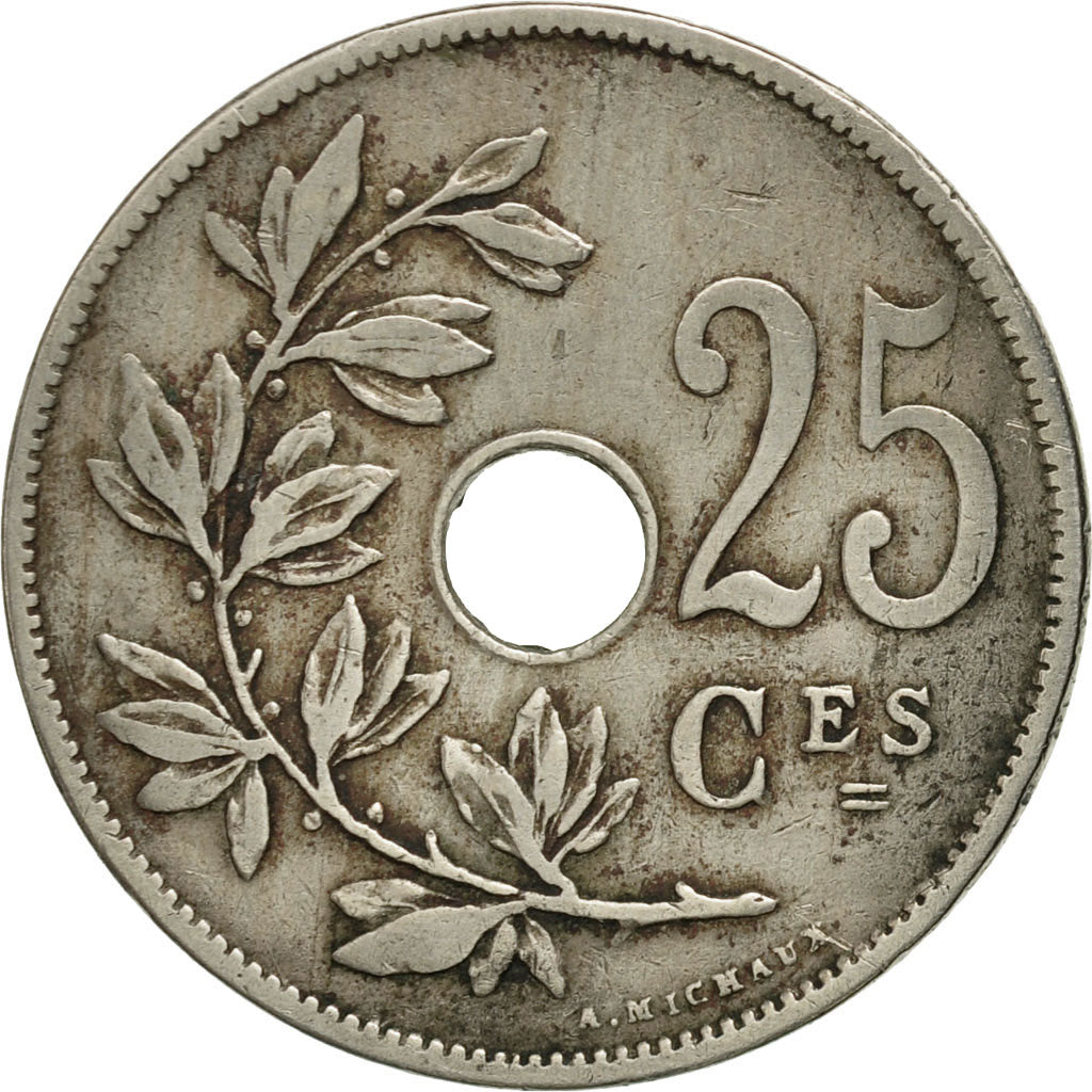 Coin, Belgium, 25 Centimes, 1909, VF(30-35), Copper-nickel, KM:62