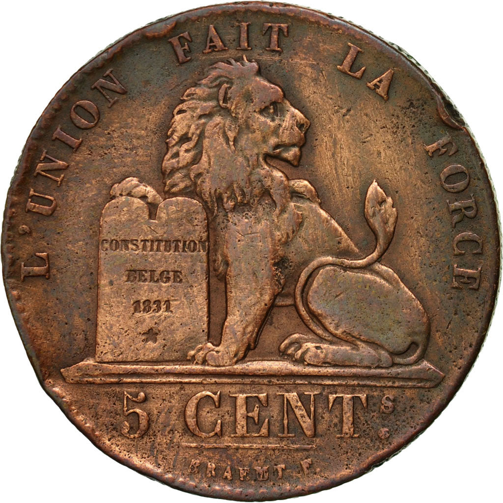 Coin, Belgium, Leopold I, 5 Centimes, 1850, EF(40-45), Copper, KM:5.1