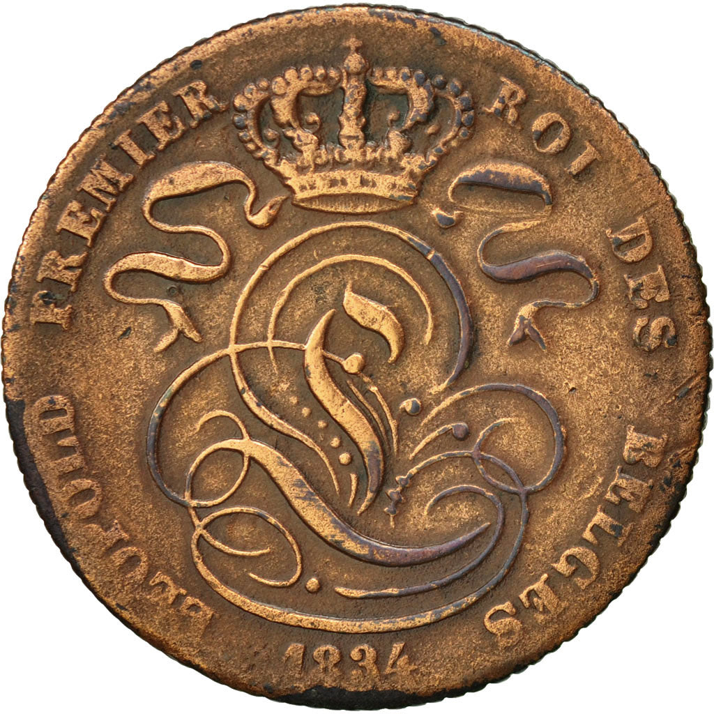 Coin, Belgium, Leopold I, 5 Centimes, 1834, VF(20-25), Copper, KM:5.1