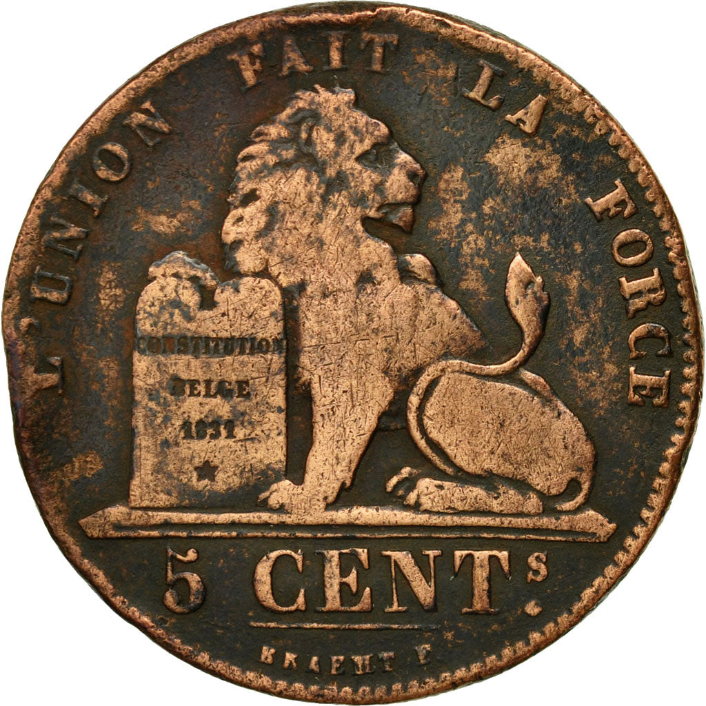 Coin, Belgium, Leopold I, 5 Centimes, 1859, VF(20-25), Copper, KM:5.1