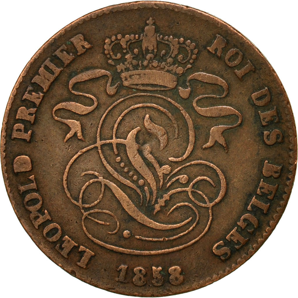 Moneta, Belgio, Leopold I, 2 Centimes, 1858, MB+, Rame, KM:4.2