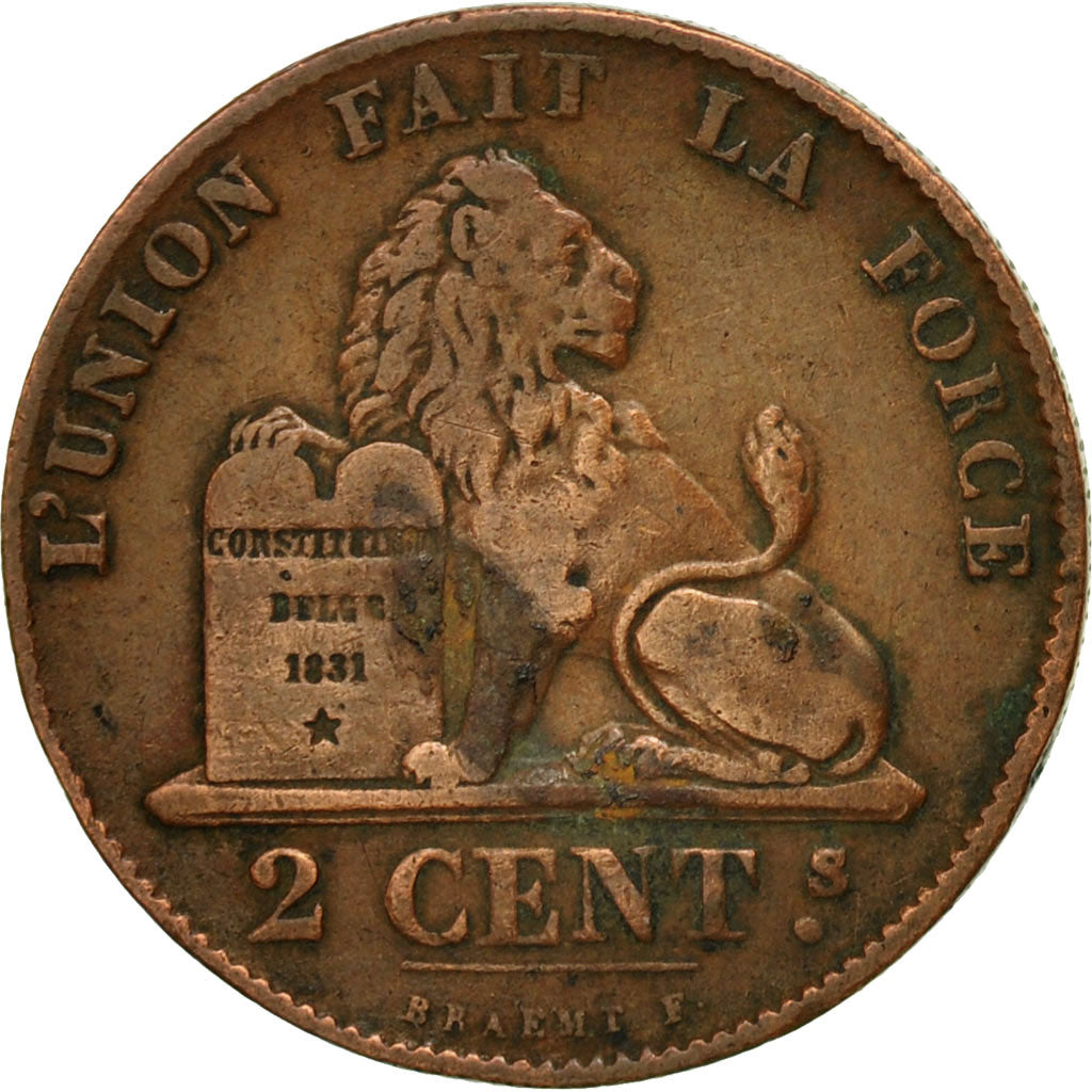 Moneta, Belgio, Leopold I, 2 Centimes, 1858, MB+, Rame, KM:4.2