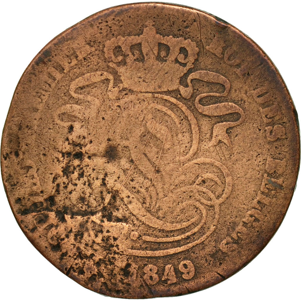 Moneta, Belgio, Leopold I, 2 Centimes, 1849, B+, Rame, KM:4.2