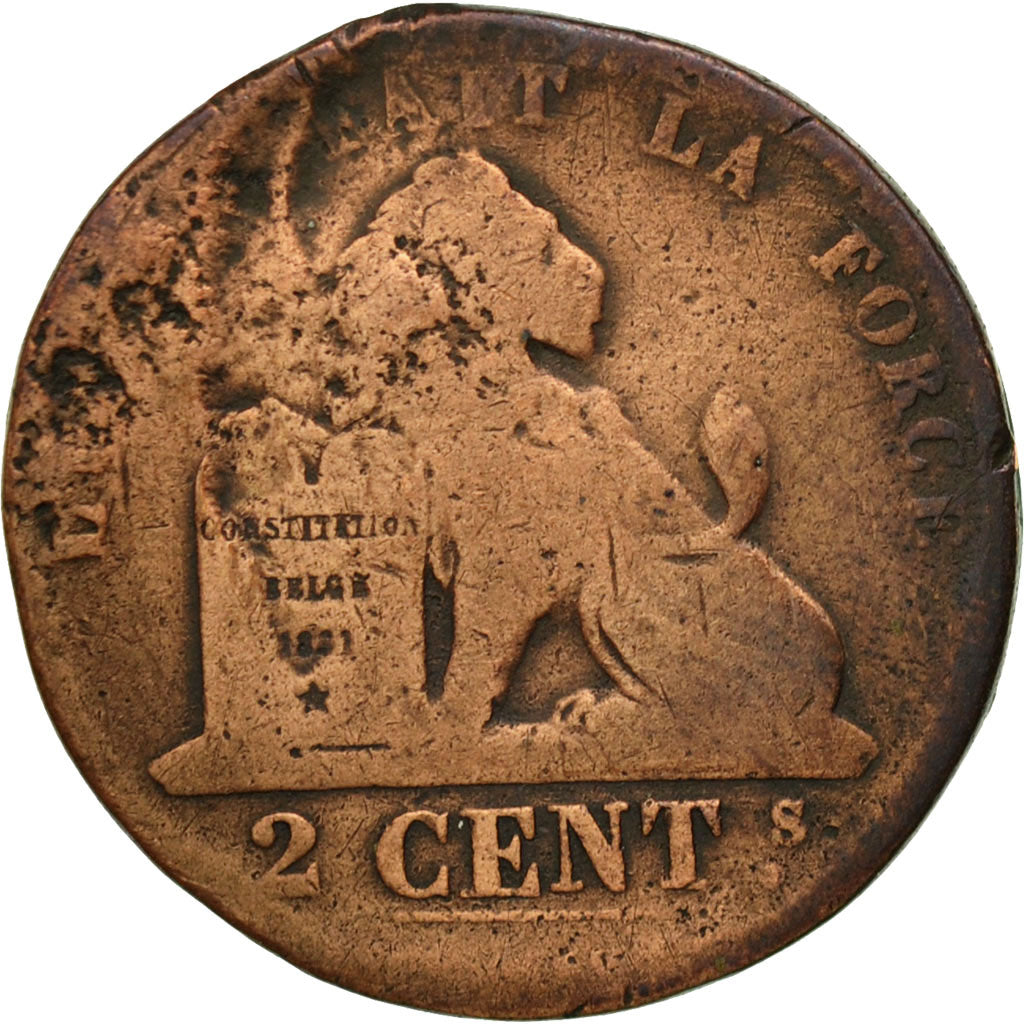 Moneta, Belgio, Leopold I, 2 Centimes, 1849, B+, Rame, KM:4.2