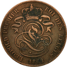 Moneta, Belgio, Leopold I, 2 Centimes, 1863, MB, Rame, KM:4.2