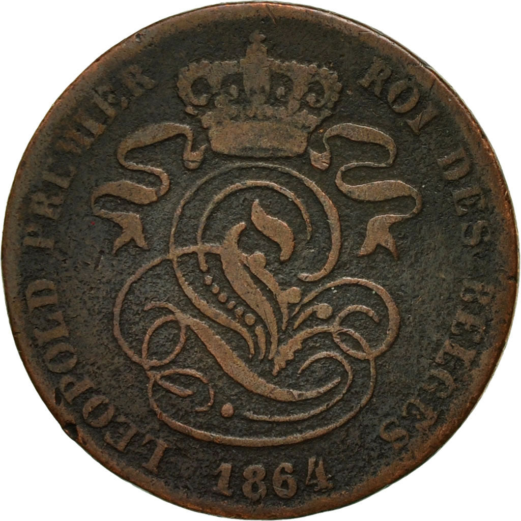 Münze, Belgien, Leopold I, 2 Centimes, 1864, S+, Kupfer, KM:4.2