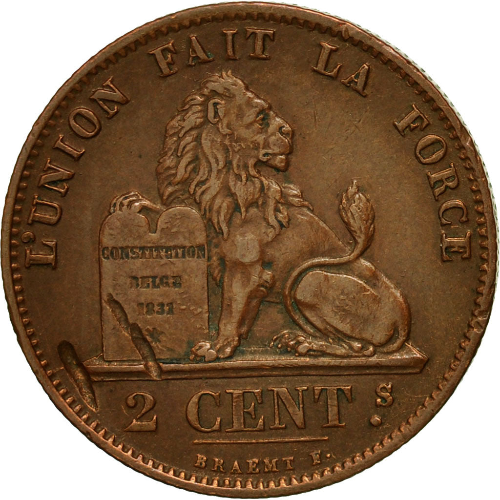 Monnaie, Belgique, Leopold II, 2 Centimes, 1876, TTB, Cuivre, KM:35.1