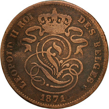Münze, Belgien, Leopold II, 2 Centimes, 1871, S+, Kupfer, KM:35.1