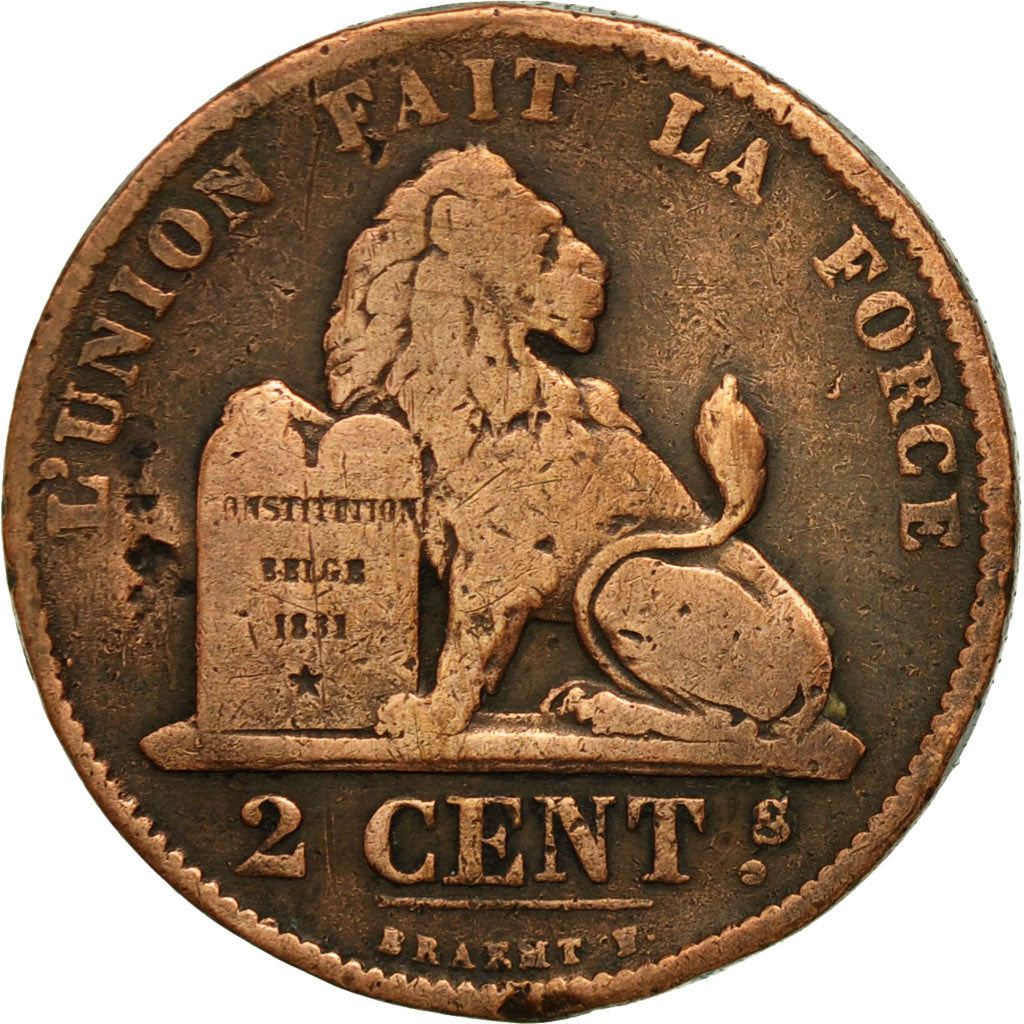 Münze, Belgien, Leopold II, 2 Centimes, 1871, S+, Kupfer, KM:35.1