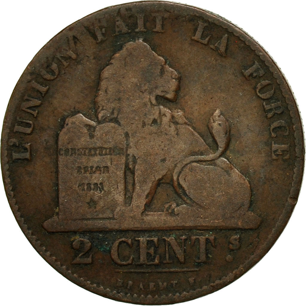 Moneta, Belgio, Leopold I, 2 Centimes, 1862, MB, Rame, KM:4.2