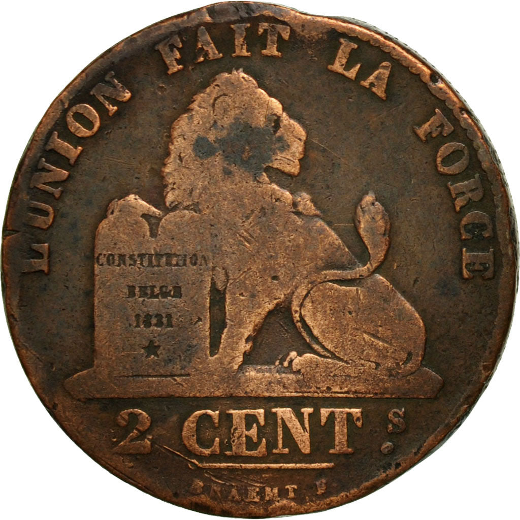Moneta, Belgio, Leopold I, 2 Centimes, 1846, MB, Rame, KM:4.2