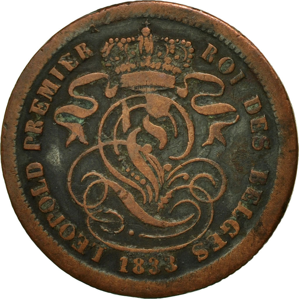 Munten, België, Leopold I, 2 Centimes, 1833, FR, Koper, KM:4.1