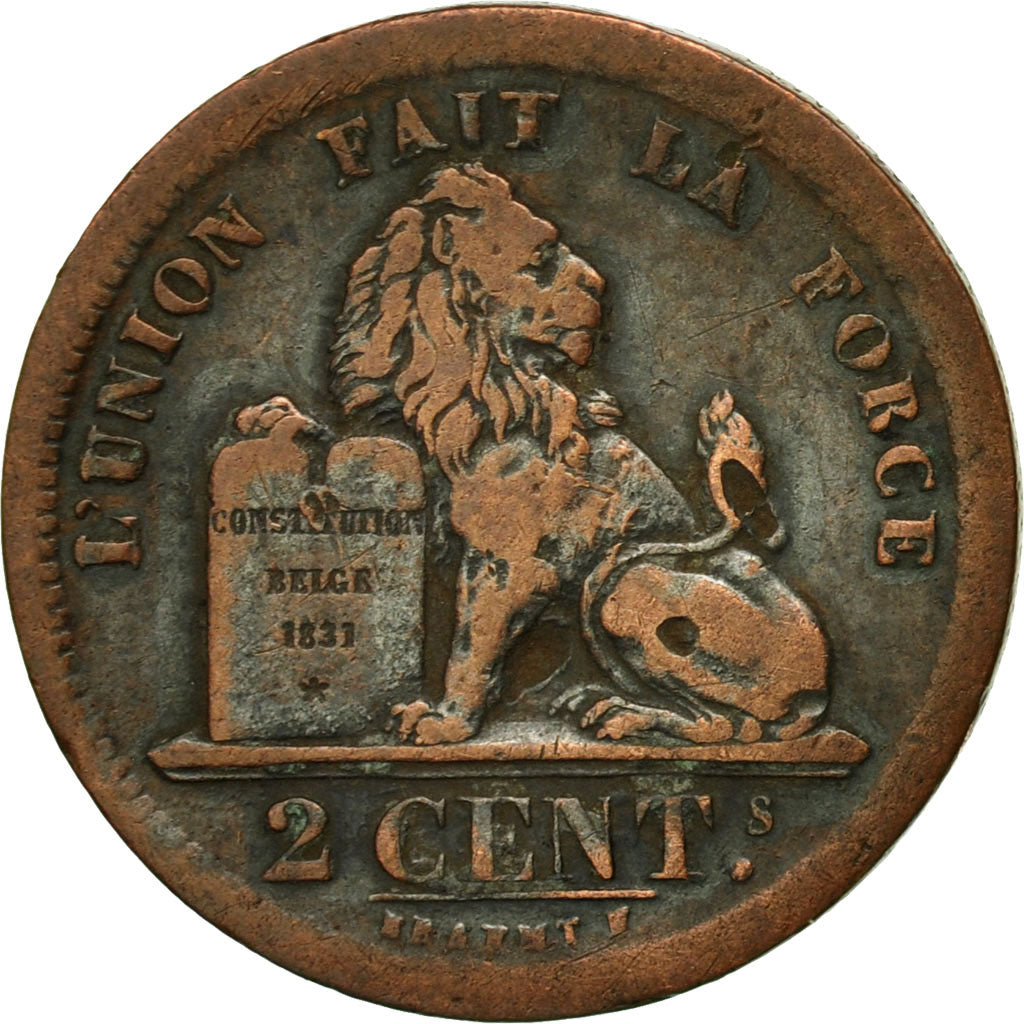 Munten, België, Leopold I, 2 Centimes, 1833, FR, Koper, KM:4.1