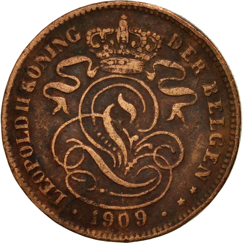 Moneda, Bélgica, 2 Centimes, 1909, MBC, Cobre, KM:36