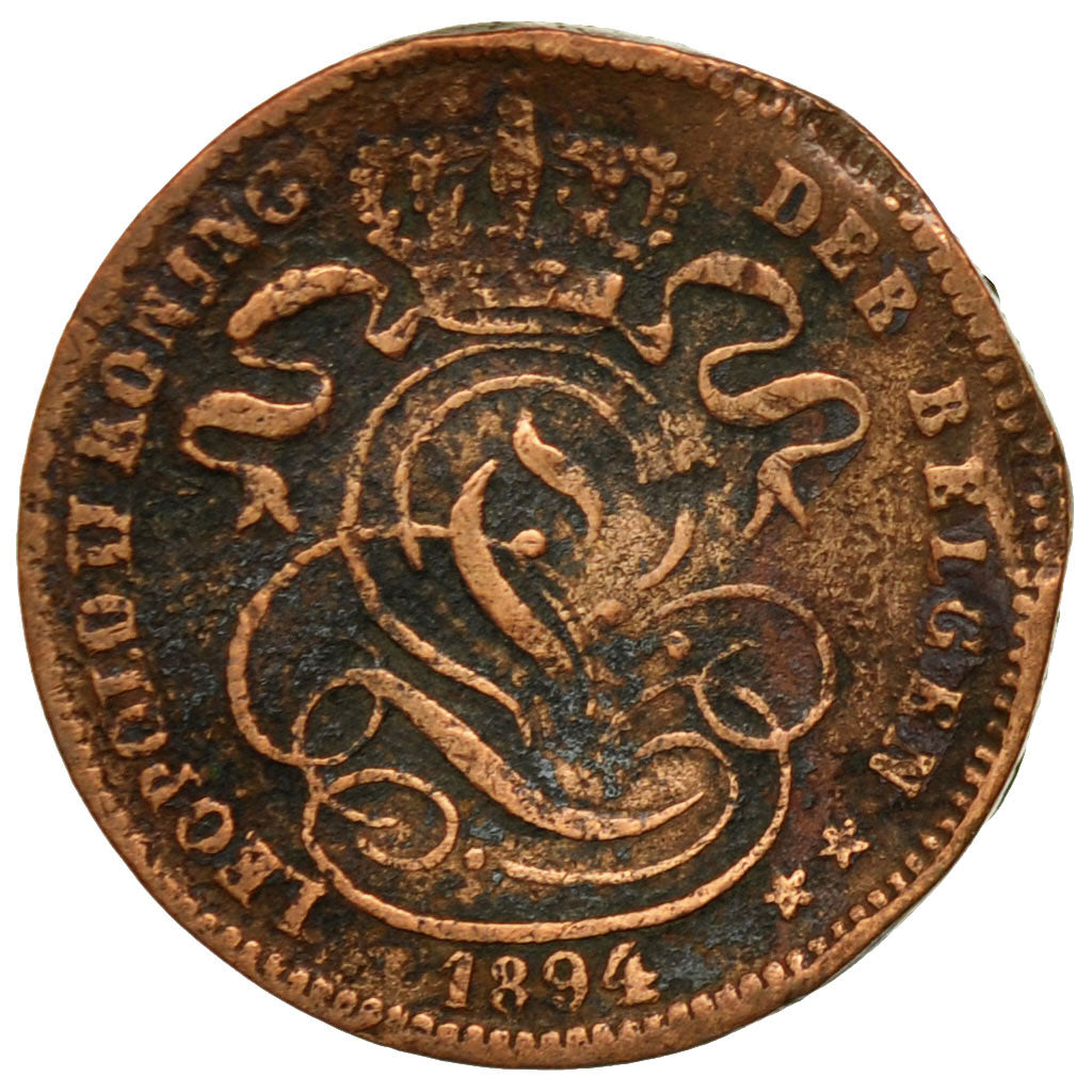 Moneda, Bélgica, Leopold II, Centime, 1894, BC+, Cobre, KM:34.1