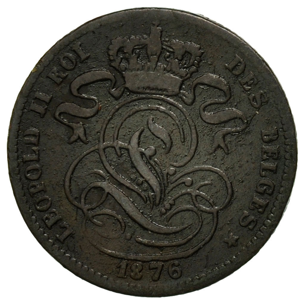 Münze, Belgien, Leopold II, Centime, 1876, S+, Kupfer, KM:33.1