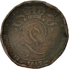 Moneta, Belgio, Leopold I, 10 Centimes, 1847, B+, Rame, KM:2.1