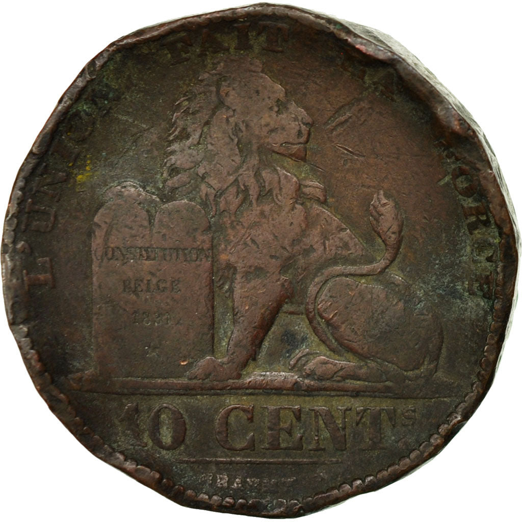 Moneta, Belgio, Leopold I, 10 Centimes, 1847, B+, Rame, KM:2.1