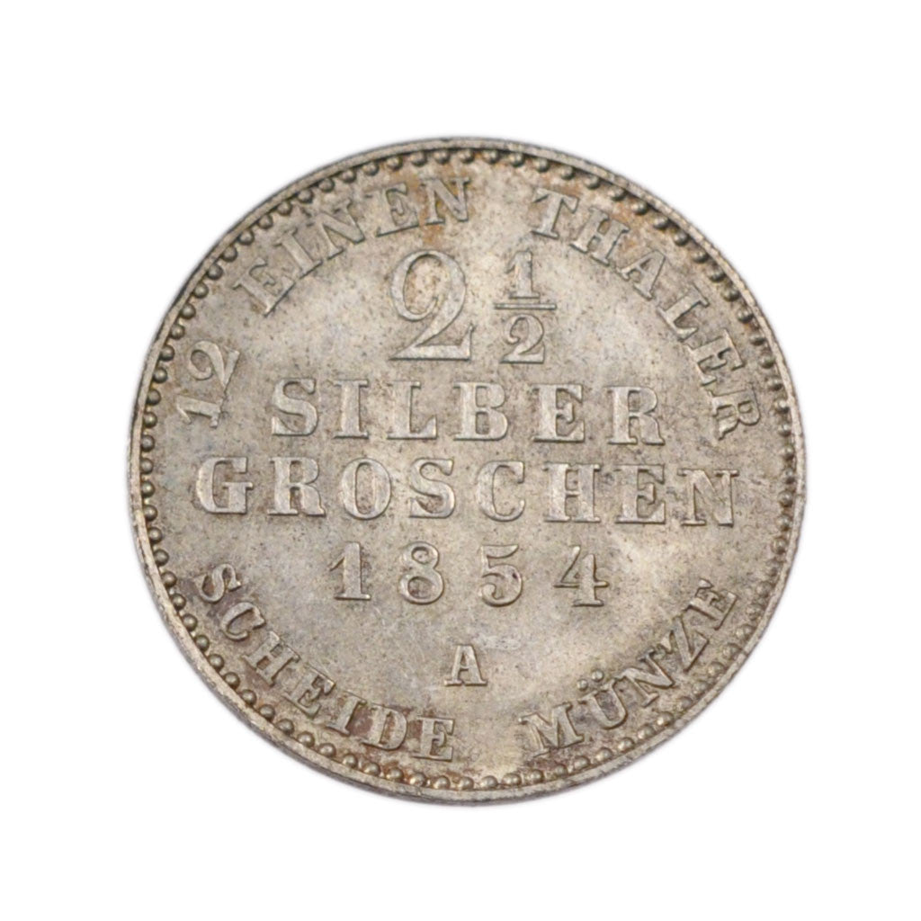GERMAN STATES, 2-1/2 Silber Groschen, 1854, Berlin, KM #463, AU(55-58), Silver,.