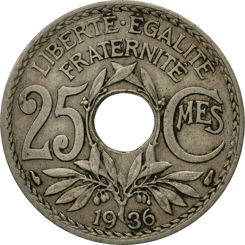 Münze, Frankreich, Lindauer, 25 Centimes, 1936, SS, Copper-nickel, KM:867a