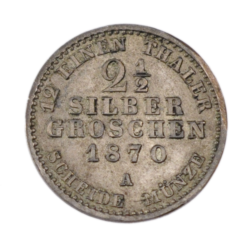 GERMAN STATES, 2-1/2 Silber Groschen, 1870, Berlin, KM #486, EF(40-45), Silver,.
