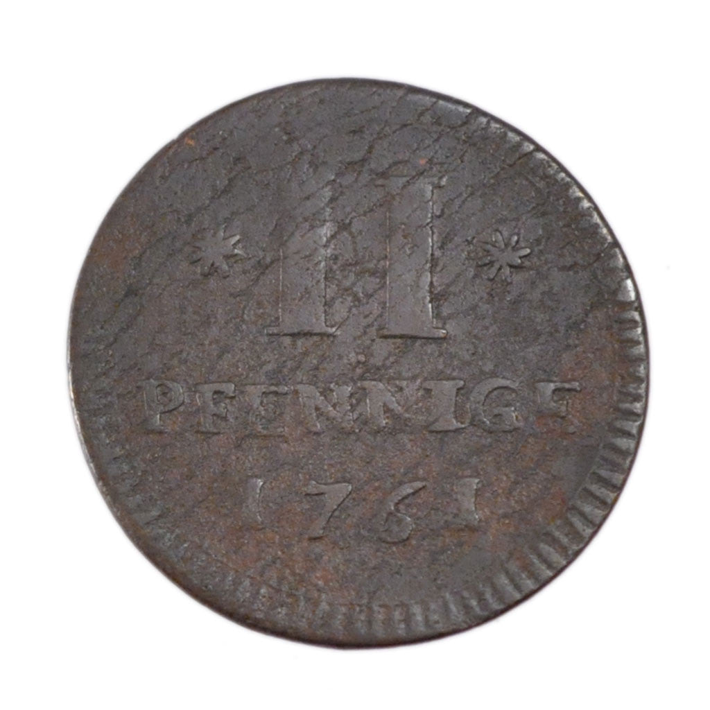 Coin, German States, PYRMONT, Karl August Friedrich, 2 Pfennige, 1761