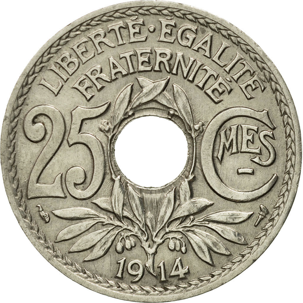 Moneta, Francia, Lindauer, 25 Centimes, 1914, SPL-, Nichel, KM:867, Gadoury:379