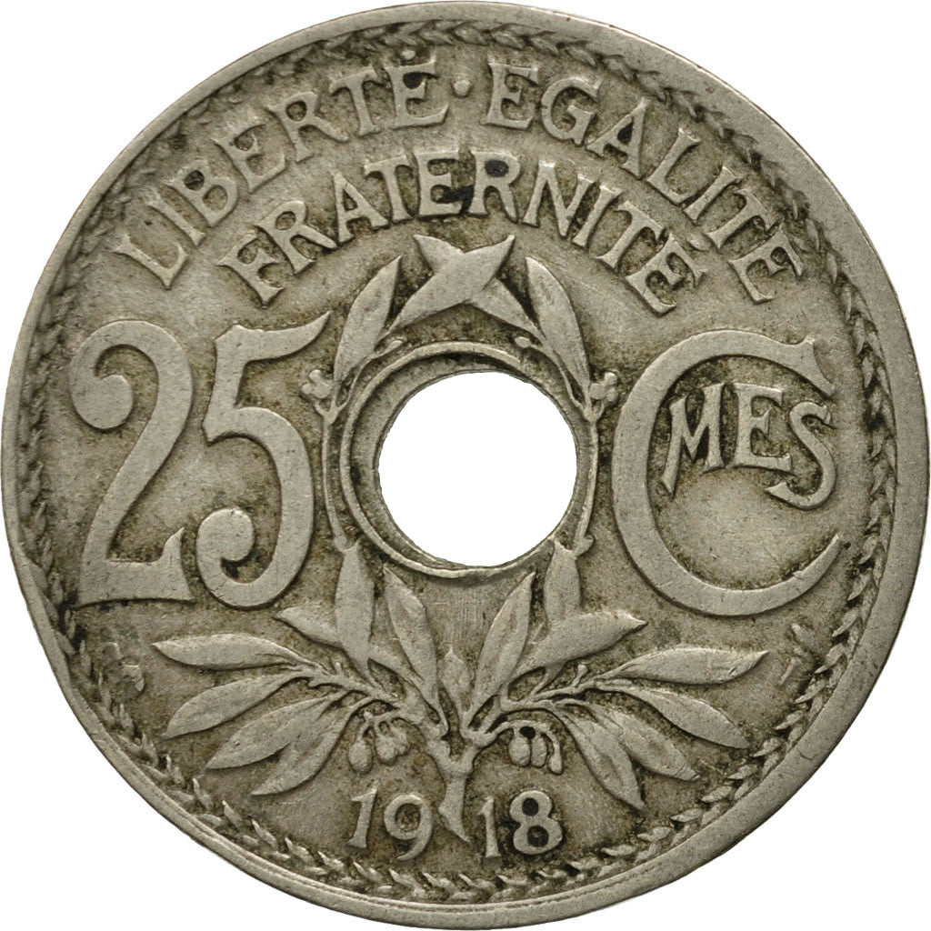 Moneda, Francia, Lindauer, 25 Centimes, 1918, BC+, Cobre - níquel, KM:867a