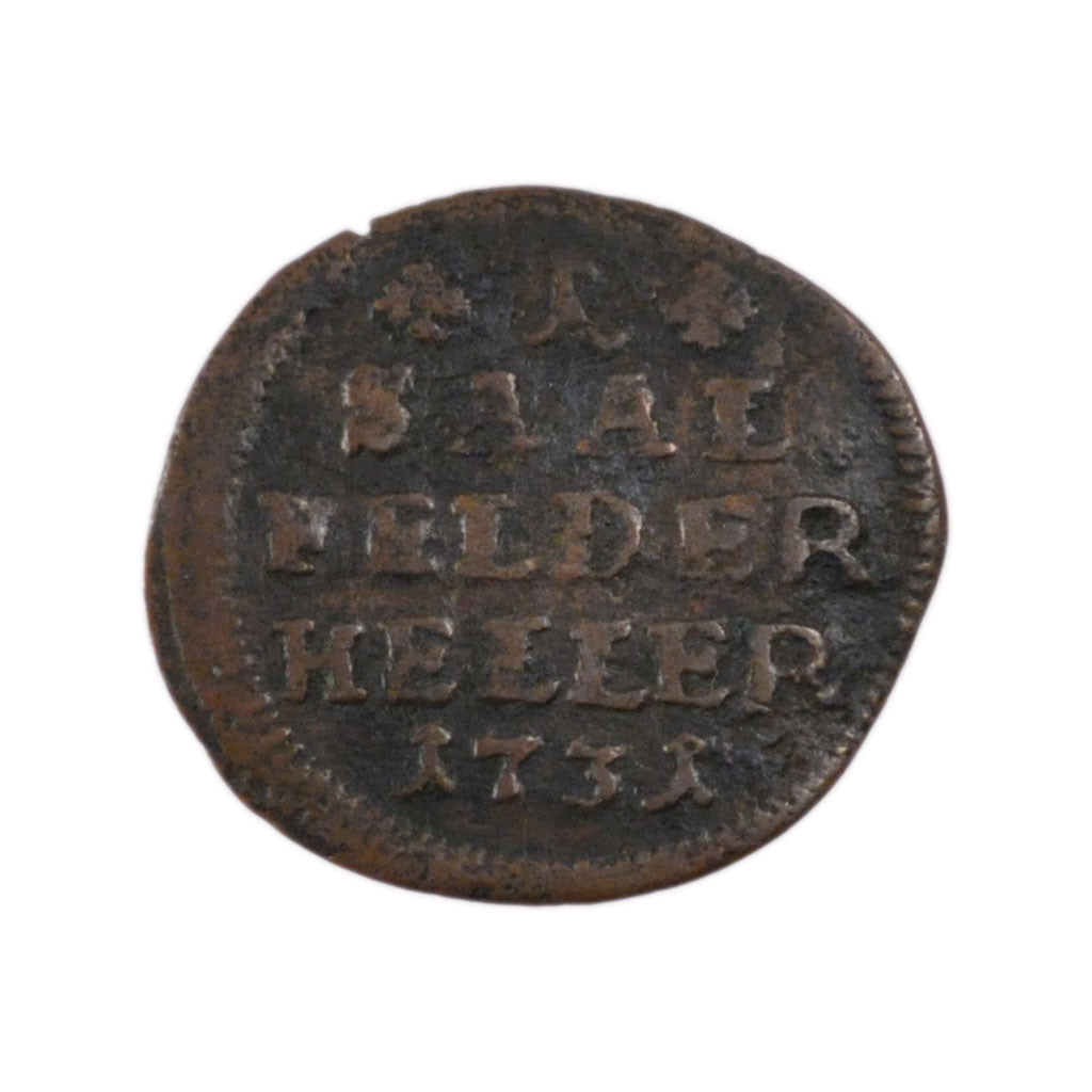 GERMAN STATES, Heller, 1731, Saalfeld, KM #94, VF(30-35), Copper, 16-18, 0.80