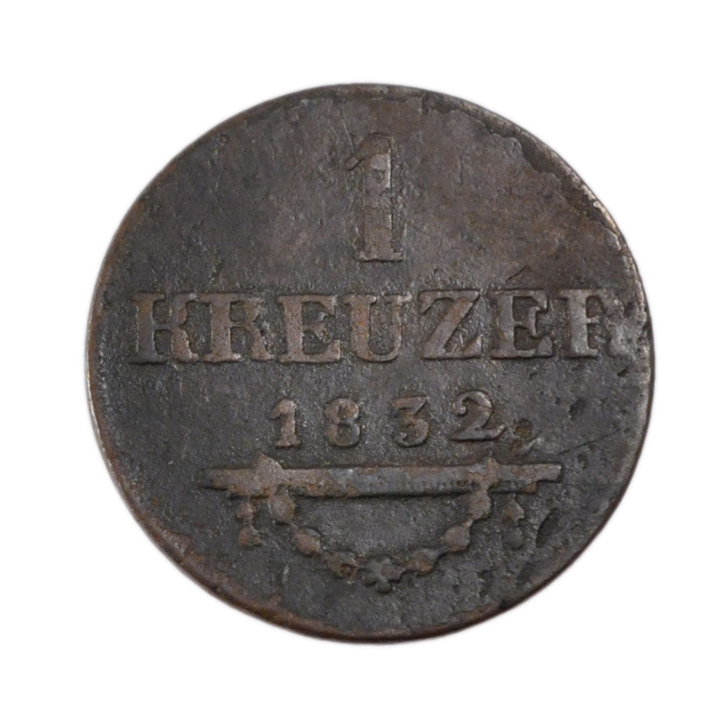 GERMAN STATES, Kreuzer, 1832, KM #131, VF(30-35), Copper, 5.00