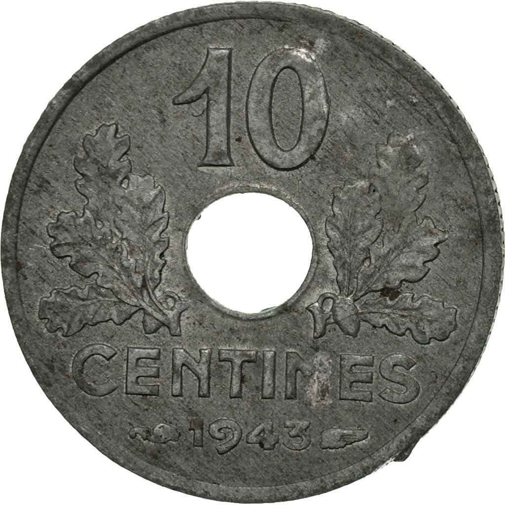Moneda, Francia, État français, 10 Centimes, 1943, Paris, BC+, Cinc, KM:903