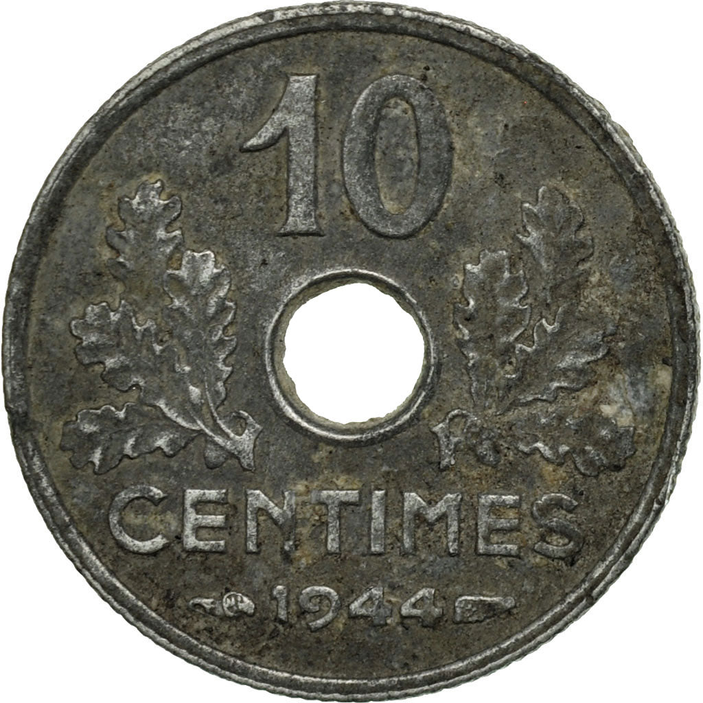 Monnaie, France, État français, 10 Centimes, 1944, Paris, TB, Zinc