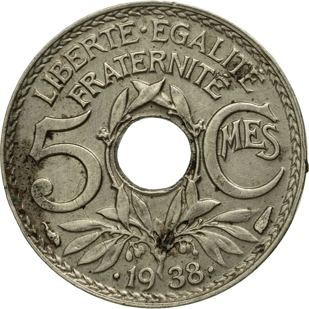 Monnaie, France, Lindauer, 5 Centimes, 1938, Paris, TB+, Nickel-Bronze