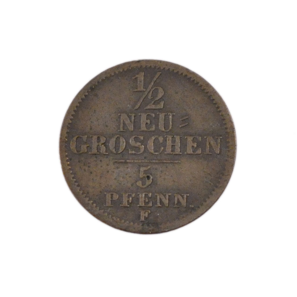German States, SAXONY-ALBERTINE, Friedrich August II, 1/2 Neu-Groschen, 5 Pfe...