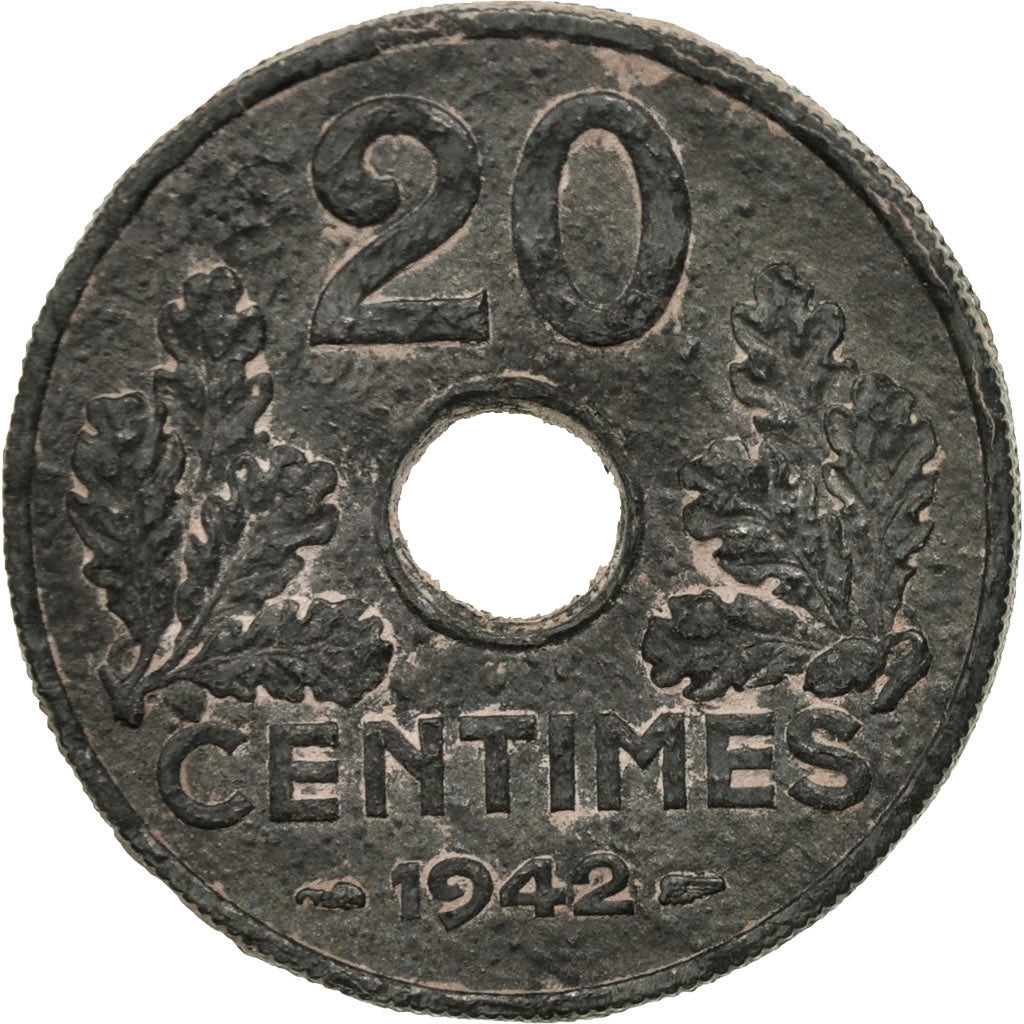 Münze, Frankreich, État français, 20 Centimes, 1942, Paris, SGE+, Zinc