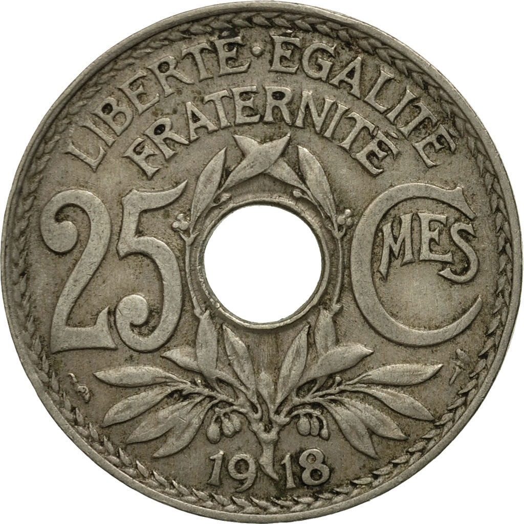Moneta, Francja, Lindauer, 25 Centimes, 1918, EF(40-45), Miedź-Nikiel, KM:867a