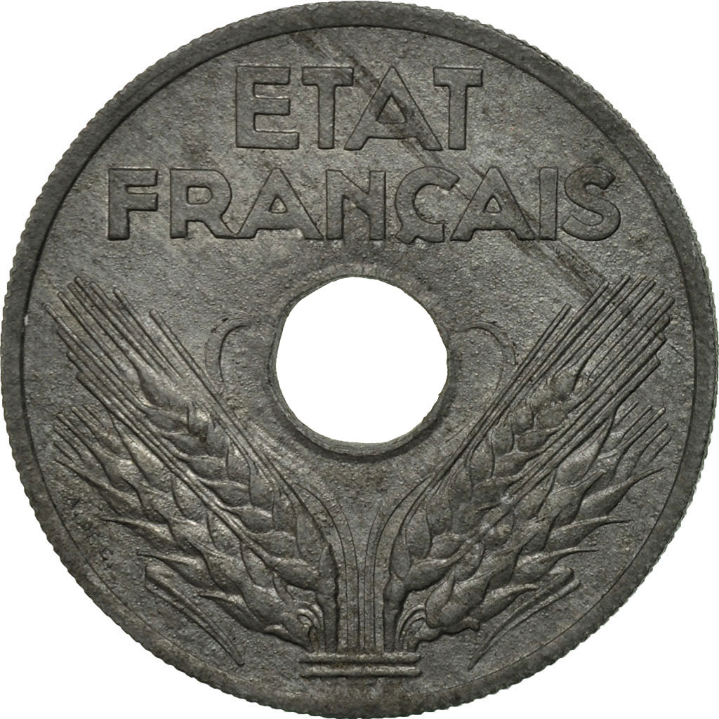 Coin, France, État français, 20 Centimes, 1943, Paris, VF(30-35), Zinc