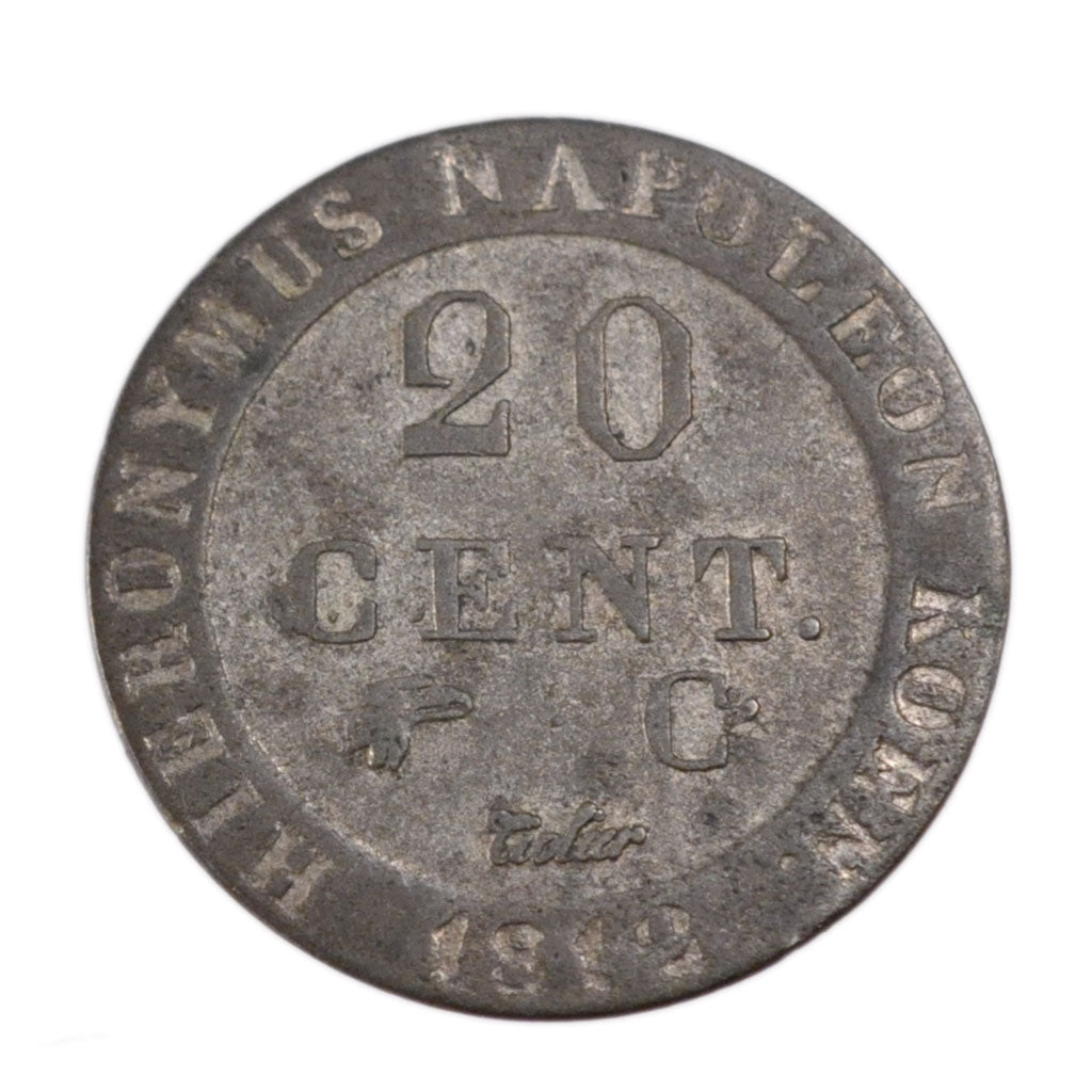 Germany, 20 Centimes, 1812, Cassel, VF(30-35), Billon, 3.80